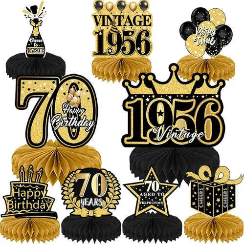 Vista 9 de Decoraciones de cumpleaños número 40 para mujer, 9 piezas, decoraciones de fiesta de cumpleaños rosa, decoraciones de feliz cumpleaños 40