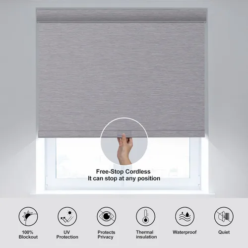 Vista 8 de Boolegon Persianas enrollables opacas para ventanas, inalámbricas, de tela con aislamiento térmico, protección UV, para el hogar, oficina