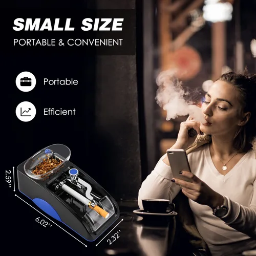 Vista 3 de NEWTRY Máquina Enrolladora de Cigarrillos, Rodillo Automático, Mini Inyector Eléctrico de Tabaco (Azul)