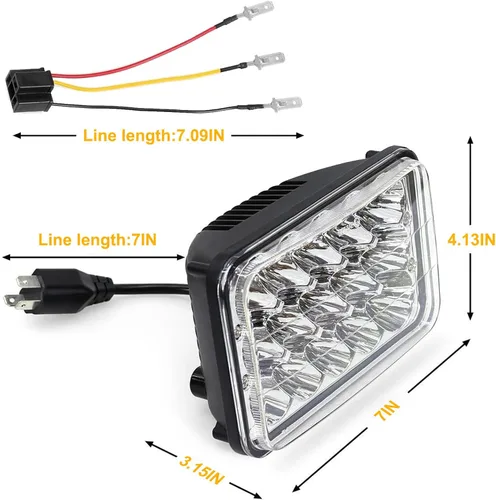 Vista 8 de Faros delanteros de 4 x 6, 2 unidades con enchufe H4 compatible con los siguientes modelos: Peterbilt Rectangular H4651 H4652 H4656 H6545 H4666