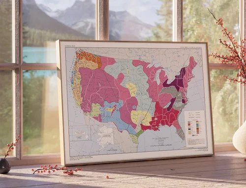 Vista 2 de 1967 Mapa de tribus nativas americanas de Estados Unidos – Culturas e idiomas – Historia de pueblos indígenas indios – Decoración de aula