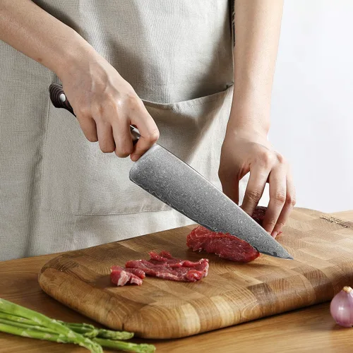 Vista 5 de Damascus Chef Knife, 8 Inch Professional Damascus Kitchen Knife Forged with VG10 Super Steel 67-Layer, Non-slip Ergonomic Micarta Handle, Razor