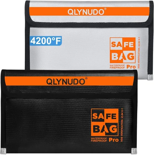 Vista 8 de Bolsa pequeña ignífuga para dinero en efectivo (paquete de 2) – Bolsa de documentos impermeable de 9.5 x 5.8 pulgadas y soporte para sobres