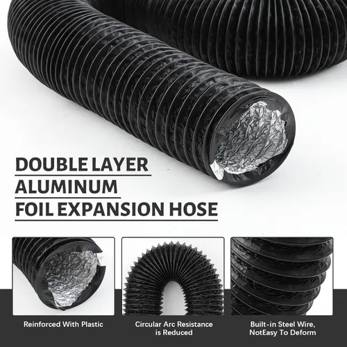 Vista 3 de Zonon Manguera de ventilación de secadora de 3 pulgadas x 16 pies, conductos de papel de aluminio flexible no aislados con abrazaderas de acero