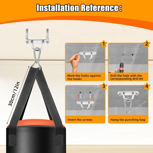 Vista 4 de Hanging Punching Bag for Kids, 2FT PU Leather Kicking Bag with Boxing Bag Gloves, Heavy Bag Boxing Equipment for Training Karate Muay Thai Kick