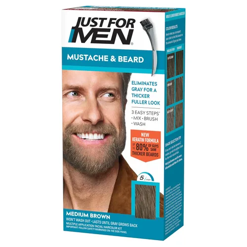 Vista 10 de Just For Men - Tinte para bigote y barba, coloración de barba para cabello gris con cepillo, con queratina, biotina, aloe vera y aceite de coco