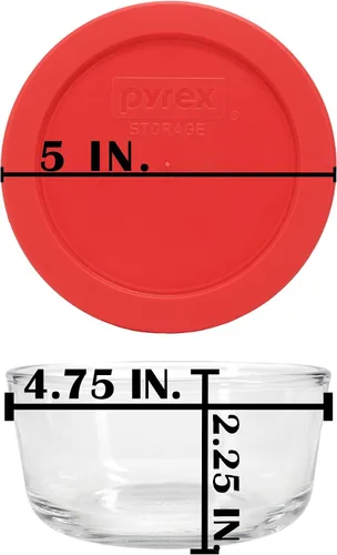 Vista 4 de Pyrex 7200 - Cuencos de vidrio de 2 tazas y tapa roja de 7200 piezas (paquete de 6)