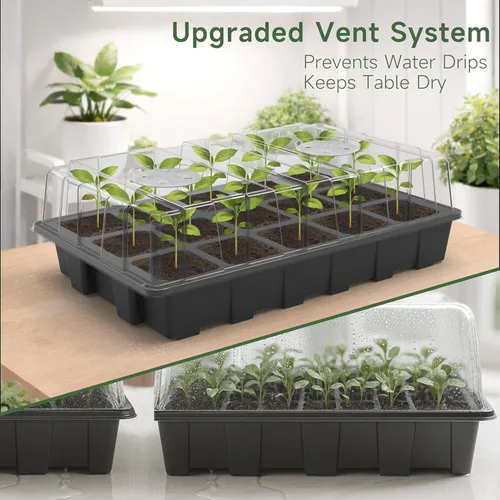 Vista 2 de Gardzen Paquete de 10 kits de iniciación de semillas, bandejas reutilizables para germinación de plantas con un total de 150 celdas, bandeja