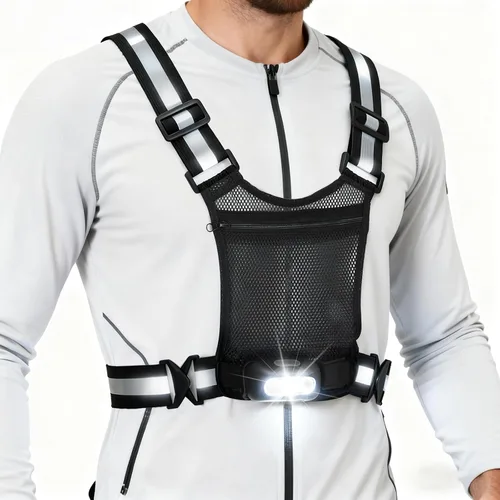 Luces de correr para corredores, chaleco reflectante con 3 modos de luces con sensor de movimiento, inclinación ajustable de 45°, chaleco Negro