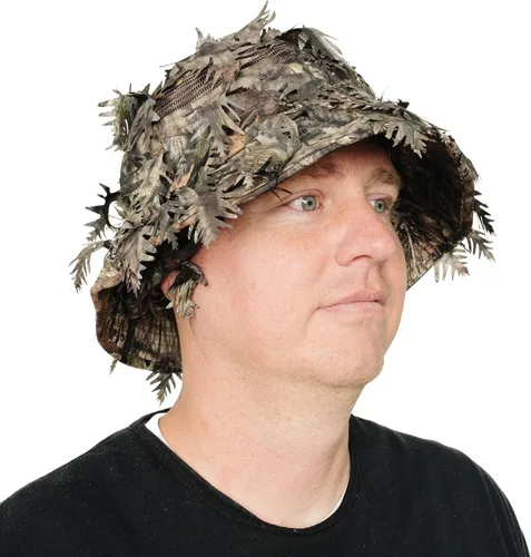 Vista 2 de QuikCamo Realtree & Mossy Oak 3D Leafy Camo - Sombrero de cubo para hombres, ciervos, patos y pavos (totalmente ajustable OSFM)