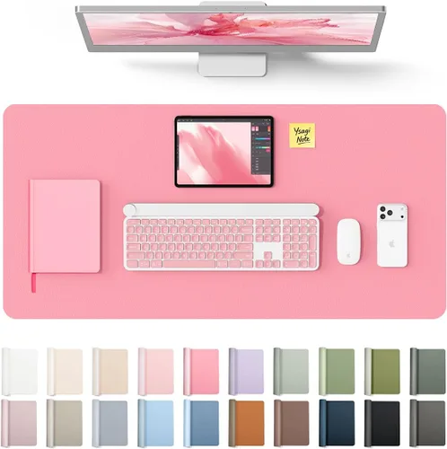Vista 48 de YSAGi Protector de escritorio de cuero, tapete de oficina, alfombrilla grande para mouse, secante de cuero PU antideslizante, escritorio
