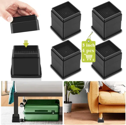 Vista 14 de Paquete de 12 elevadores de muebles de 1 pulgada, elevadores de cama ajustables resistentes para mesa, escritorio, sofá, gabinete, marco de cama
