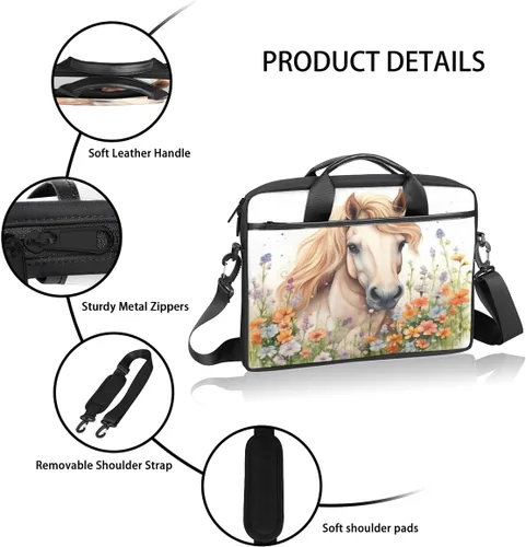 Vista 4 de horse Laptop bag - with padded shoulder straps,suitable for 13-15 inch laptops,men's and women's multi compartment laptop cases,suitable for work