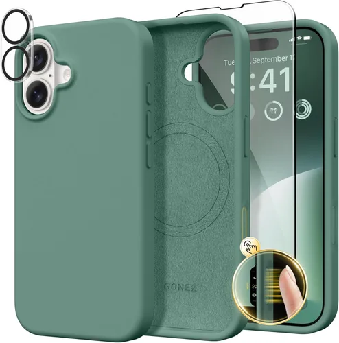 Vista 684 de GONEZ Funda magnética para iPhone 14, compatible con Magsafe, con protector de pantalla + protector de cámara, forro de microfibra antiarañazos