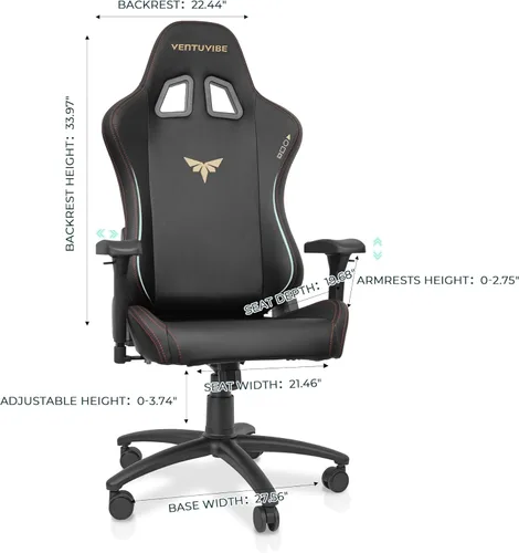 Vista 3 de Silla para juegos con reposabrazos ajustables 4D, reclinable de 170° y capacidad de 320 libras, silla de computadora ergonómica de respaldo alto