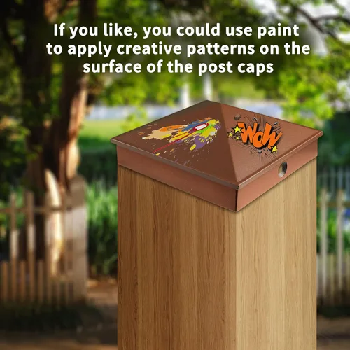 Vista 6 de Azdele Tapas de aluminio piramidal de 4 x 4 para postes nominales de madera de 4 x 4 pulgadas (verdadero 3.5 x 3.5 pulgadas), con superficie