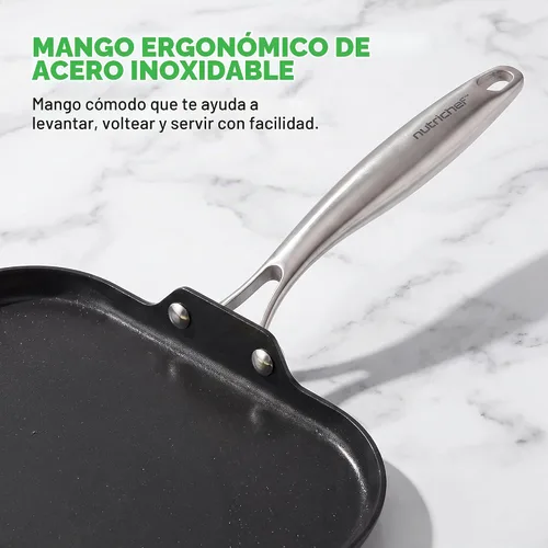Vista 8 de NutriChef 11-Inch Griddle Pan Ceramic Non-stick with Induction Base Black