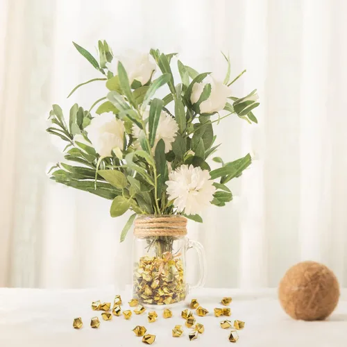 Vista 6 de Cubitos de hielo triturados falsos, rellenos de jarrón, 650 cubos de hielo artificiales reutilizables dorados para decoración de bodas