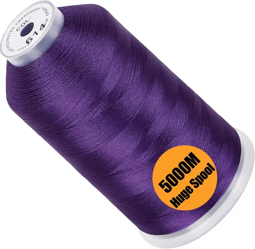 Vista 135 de New brothread - Bobina única de 5000 m de hilo de poliéster para máquina de bordar de 40WT para máquinas comerciales y domésticas - Verde opalino