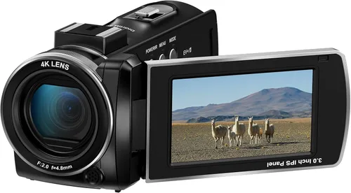 Vista 4 de ORDRO Z36 Videocámara 4K, cámara de vlogging de 64MP para YouTube 18X Zoom digital pantalla de rotación de 3.0 pulgadas, visión nocturna IR, mini