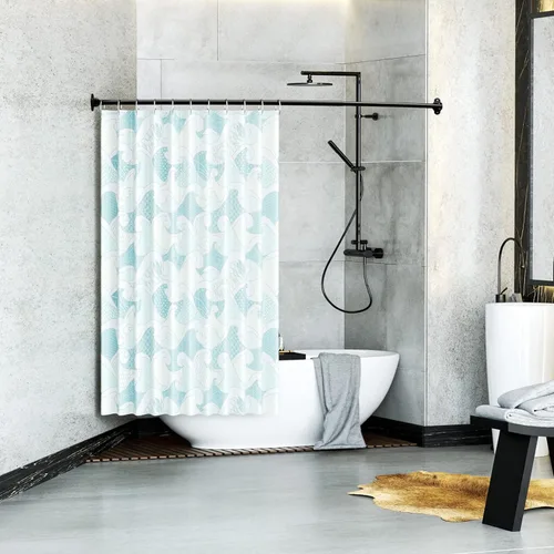 Vista 7 de Mcrbeay Barra de cortina de ducha curvada, ajustable de 35 a 65 pulgadas, barra de ducha curvada extra ancha para baño, barra de ducha a prueba