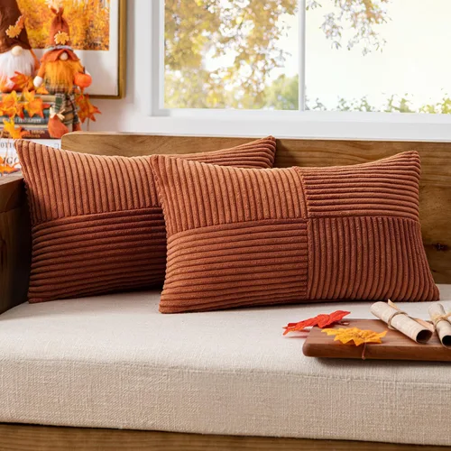 Vista 68 de MIULEE - Juego de 2 fundas de pana suave para cojines, diseño bohemio con parches texturizados unicolor, almohadones decorativos para sala de estar