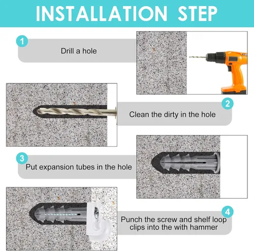 Vista 4 de Amyhill 20 Piezas Clips de Alambre Blancos para Estantes Clips de Bucle Hacia Abajo de Pared para Armarios Plástico Resistente Soporte de Estante