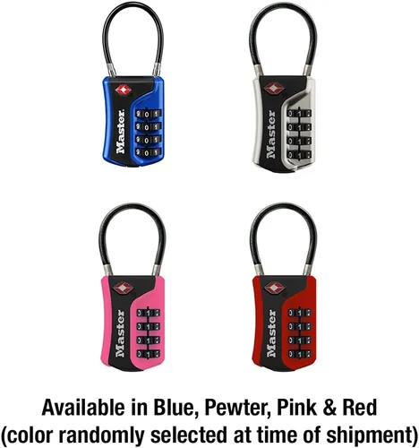 Vista 3 de Master Lock 4697D Establece tu propia combinación de candado de equipaje aprobado por la TSA, 1 paquete, los colores pueden variar