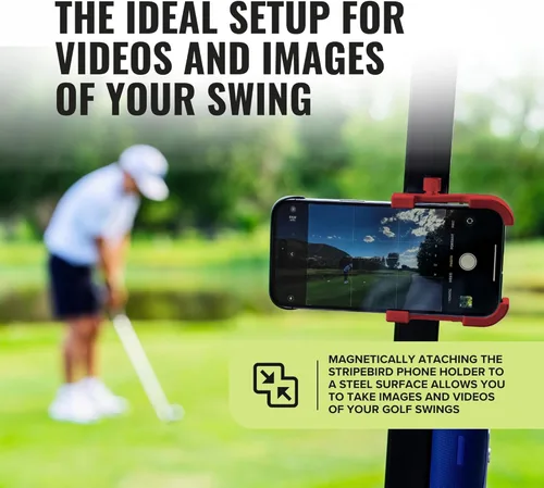 Vista 6 de Stripebird - Soporte Magnético Original para Teléfono de Golf - Accesorio para Carrito de Golf - Montura delgada para Smartphone - Almacena y Accede