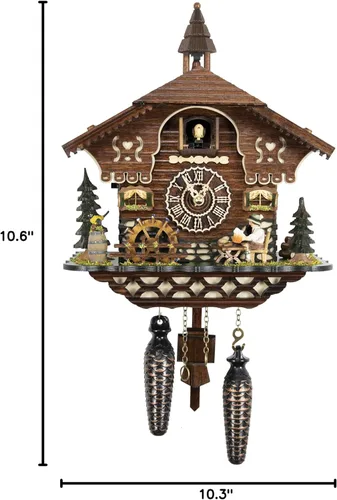 Vista 8 de Cuckoo Palace German Cuckoo Clock - The Brotzeit House - with Quartz Movement - 10.3 inches high - Black Forest Clock