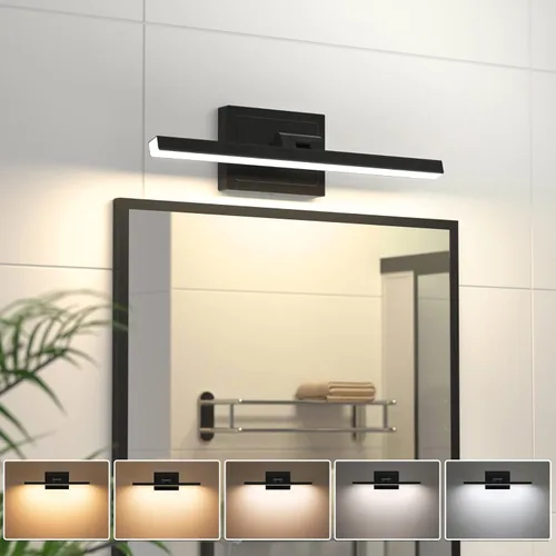 Vista 10 de VOLISUN Lámpara de tocador de baño de 15.7 pulgadas, 12 W, regulable, 5CCT, lámpara de baño LED sobre el espejo, luz de tocador de barra dorada
