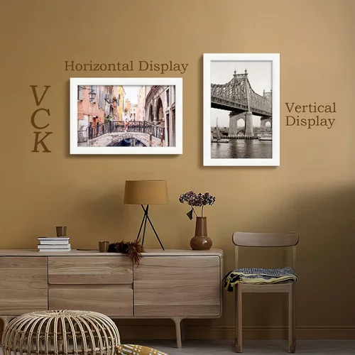 Vista 222 de VCK Portarretratos de madera negra de 5 x 7 pulgadas, para colgar en la pared, galería o mesa, 1 paquete