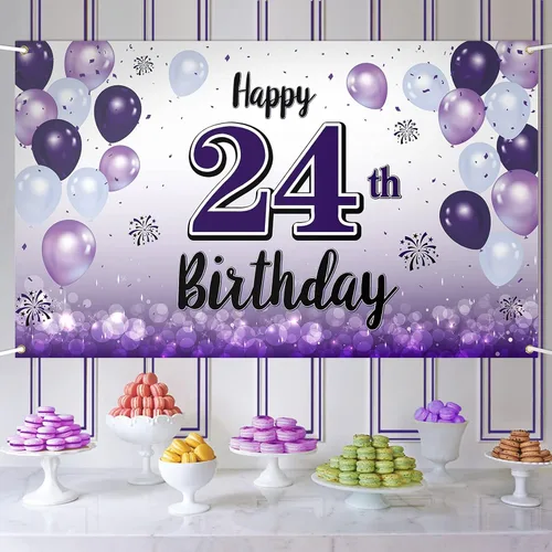 Vista 34 de Decoraciones de feliz cumpleaños número 10, cartel grande de globo morado para cumpleaños número 10, suministros para fiesta de cumpleaños de 10