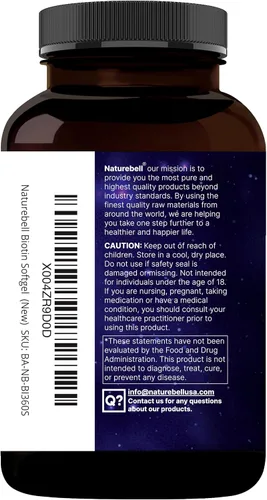 Vista 8 de NatureBell Biotina 10000mcg + ácido hialurónico 25mg 360 cápsulas blandas de aceite de coco, suplemento de biotina premium para cabello, piel