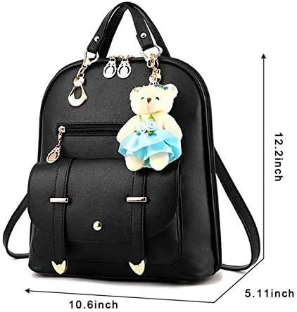 Vista 3 de Mochila de cuero para niñas, pequeña, para adolescentes, a la moda, acolchada, tamaño pequeño, para el hombro