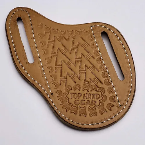 Vista 2 de Funda de cuero, panqueques inclinados/cinturón/funda de cuchillo trampero, bronceado