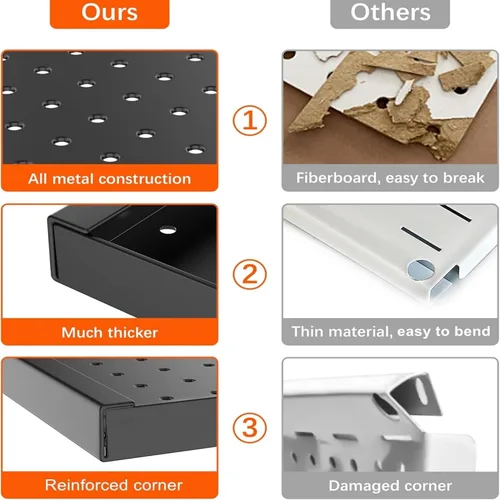 Vista 6 de TORACK 3 piezas de paneles de tablero de clavijas de metal para almacenamiento de herramientas de garaje en pared, tablero de clavijas para banco