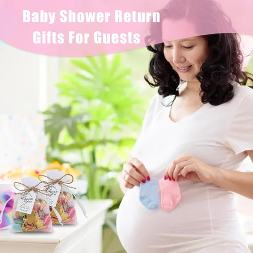 Vista 4 de 50 llaveros de huellas de bebé y abrebotellas para fiestas con bolsa de organza (dorado)