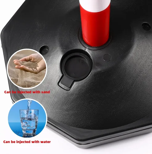 Vista 3 de GANAZONO Columna de advertencia con base rellenable de agua, poste de delineador de tráfico de pila elástica para seguridad vial y uso al aire