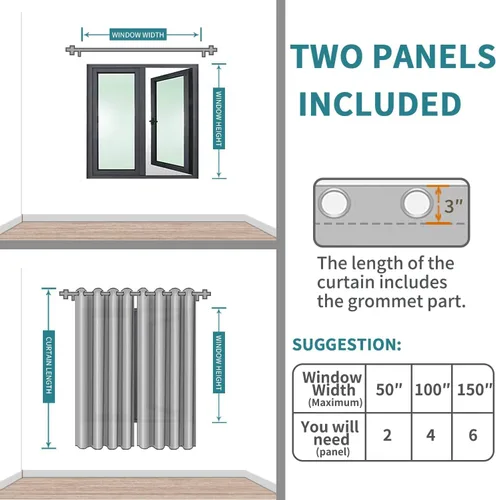 Vista 26 de BGment Cortinas cortas para ventanas, cortinas opacas pequeñas de 45 pulgadas para dormitorio, cortinas de oscurecimiento de habitación
