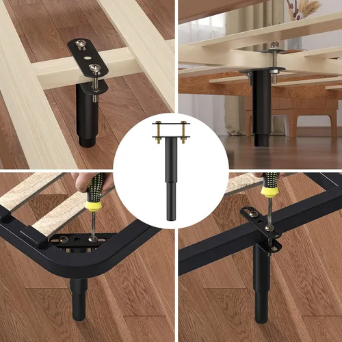 Vista 26 de Juego de 4 patas de repuesto ajustables para cama, patas de soporte de marco de cama de metal ajustables de 5.9 a 9.84 pulgadas, patas de soporte