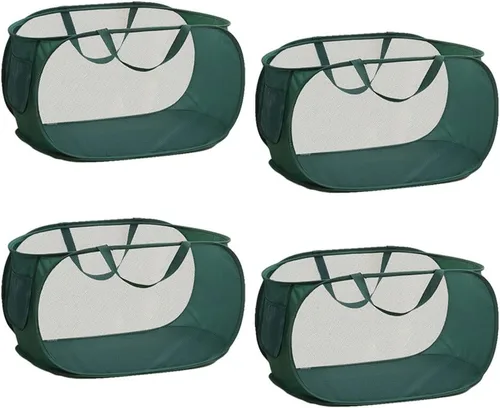 Vista 12 de 4 Piezas Cesta de Lavandería Desmontable con Malla y Mangos Duraderos, Cestas de Lavandería Plegables, Cesta de Ropa Plegable para Dormitorio Azul