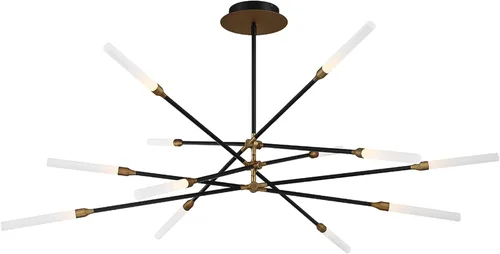 Vista 7 de WAC Lighting dweLED, Houdini 6 luces LED colgante 3000K en negro y latón envejecido