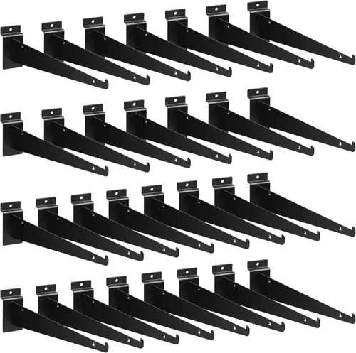 Vista 10 de Oudain 12" Soporte de Estante para Pared de Listones con Ranura, Soportes de Pared de Listones Resistente, Accesorios de Pared de Listones Flotantes