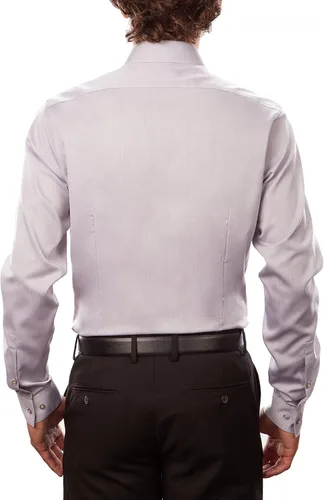 Vista 2 de Calvin Klein Camisa de vestir para hombre Xtreme Slim Fit No Hierro Herringbone
