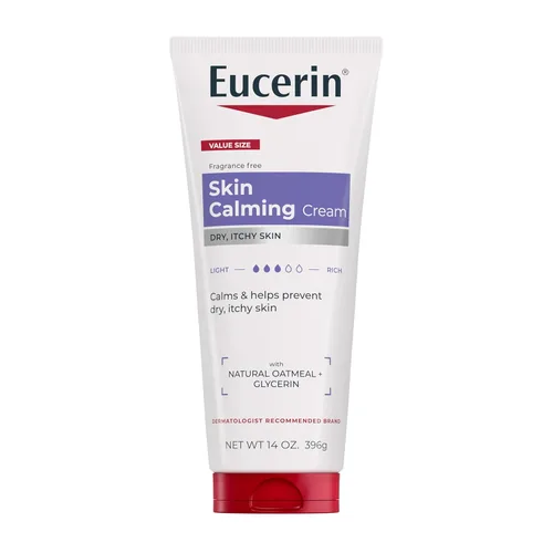 Eucerin Crema Calmante para la Piel - Loción Corporal Completa para Piel Seca y con Picazón, Enriquecida con Avena Coloidal Natural - Tubo de 14 oz