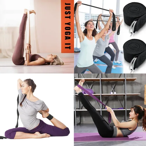 Vista 5 de Yoga Strap for Stretching, Yoga Belt Strap for Stretching with Adjustable Buckle, 5.9 Ft for Yoga & Pilates & Gym Workouts, Stretch, Improve