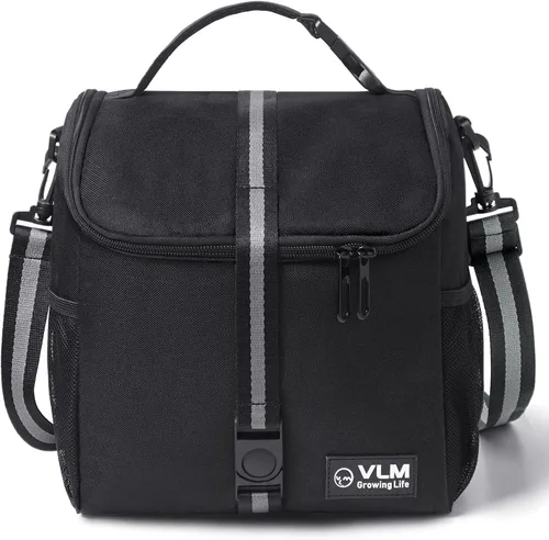 Vista 9 de VLM Lonchera para mujer, bolsa de almuerzo aislada para mujer con correa de hombro ajustable, bonita bolsa de almuerzo para el trabajo, picnic
