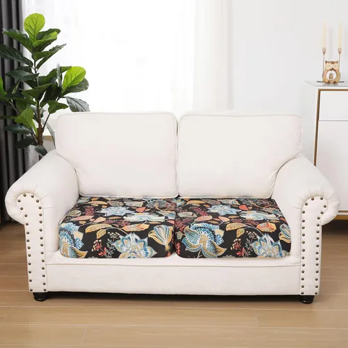 Vista 128 de hyha Fundas de cojín de sofá estampadas, fundas de sofá florales lavables para sofás con 2 cojines, fundas de cojín de patrón elástico para muebles