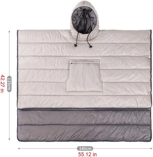 Vista 3 de Bolsa de dormir Camp Poncho con capucha portátil y manta - Capa térmica ligera tipo sobre con capucha con bolsa de compresión premium